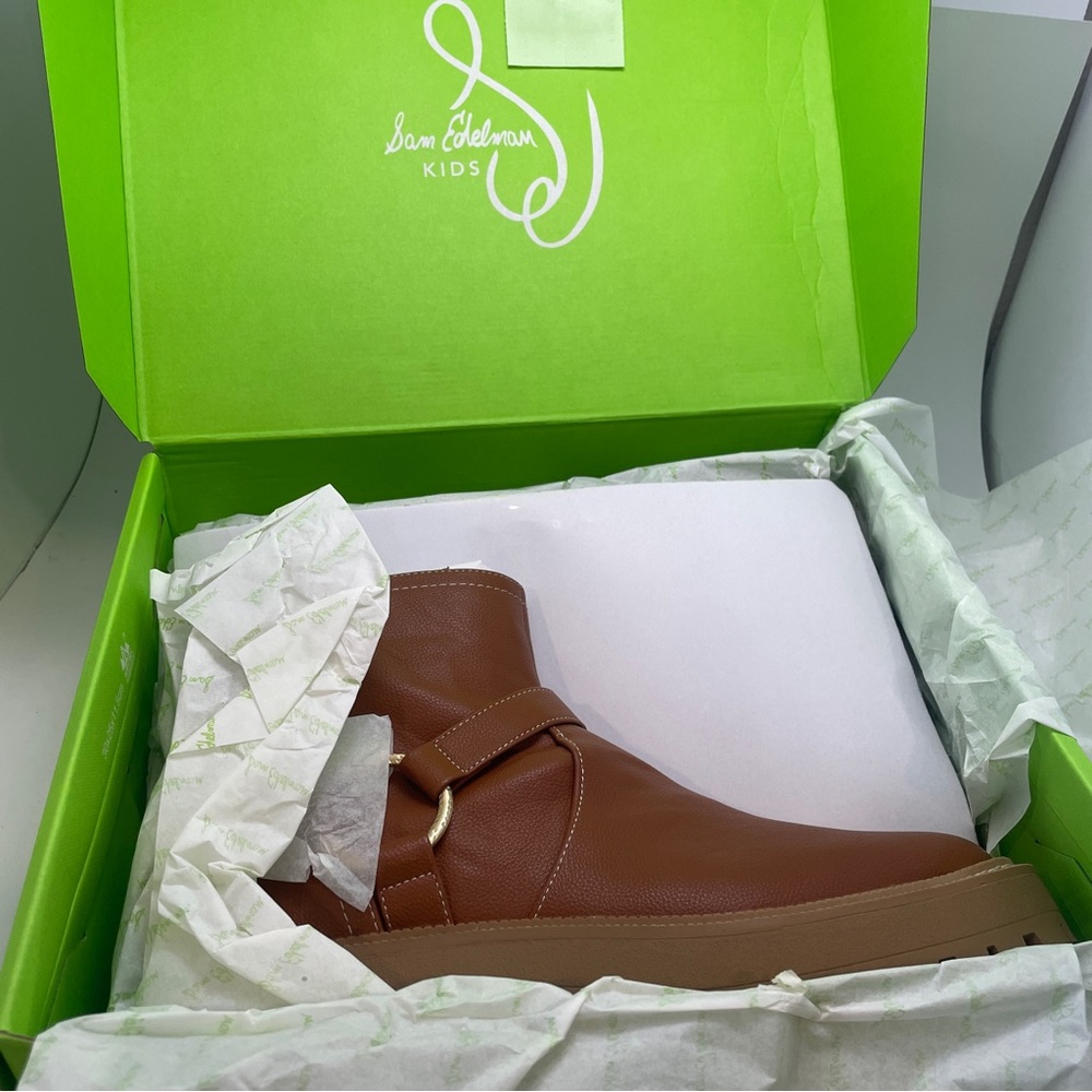 Sam Edelman Kids Lucianna Marie  Brown Cognac Moto‎ Boots Girls Size 5 - Picture 8 of 10